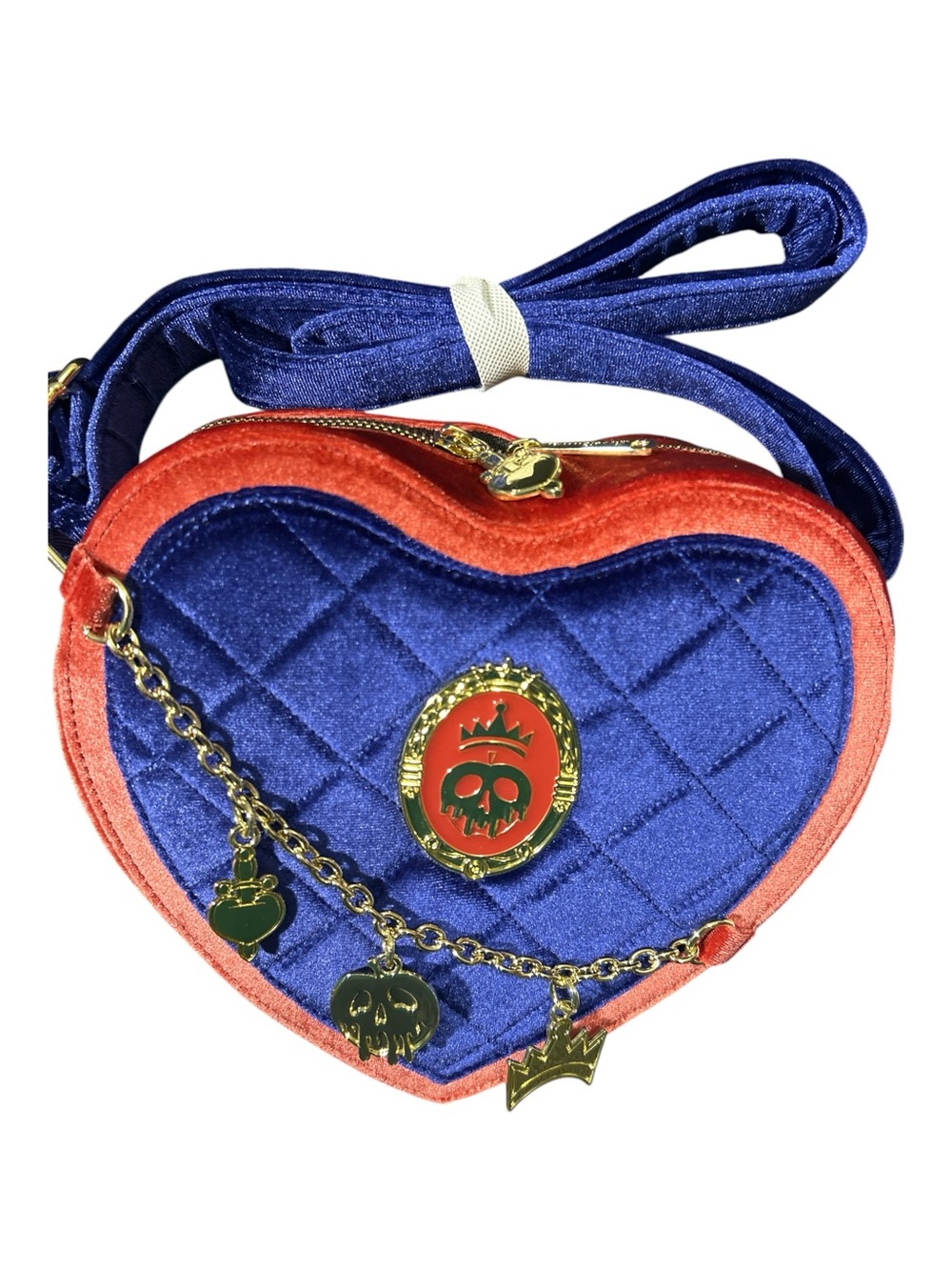 Loungefly Disney Snow White Evil Queen Velvet Heart Crossbody Bag Blue Red